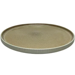 Assiette plate reactive marron