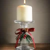 Bougeoir en verre decor noel