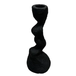 Bougeoir torsade ciment noir