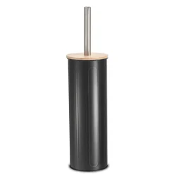Brosse wc noir couvercle bambou