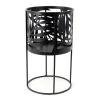 Cache pot sur pied noir tropical