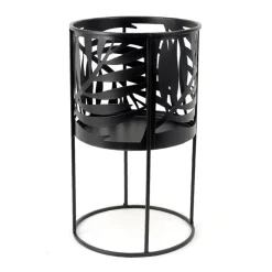 Cache pot sur pied noir tropical