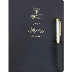 Cahier et stylo dore