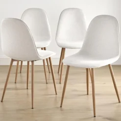 4 chaises creme pieds effet bois