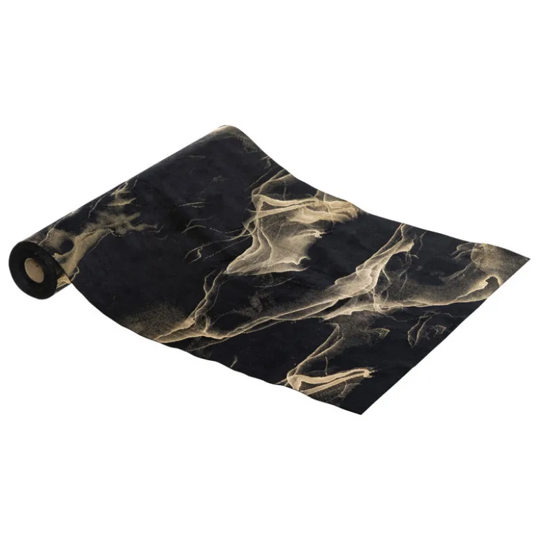 Chemin de table tissu marbre noi