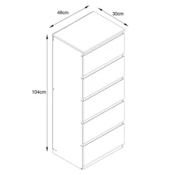 Commode 5 tiroirs clair