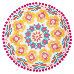 Coussin brode pompons d40cm