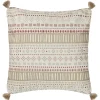 Coussin ext geo avec pompons cre