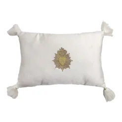 Coussin exvoto pompons 20x30cm c