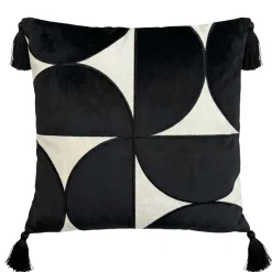 Coussin geometrie noir avec pomp