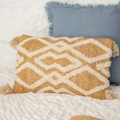 Coussin jute tufte 50x30cm