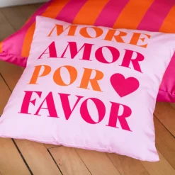 Coussin more amor 45x45cm rose o