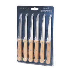 Couteau a steak bois x6
