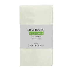 Drap housse satin ivoire