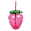 Gourde avec paille fraise
