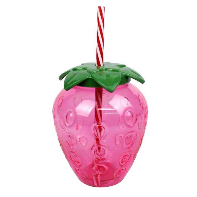 Gourde avec paille fraise
