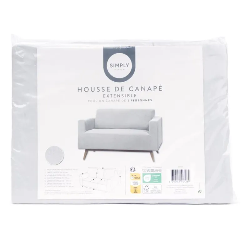 Housse de canape unie 2p gris