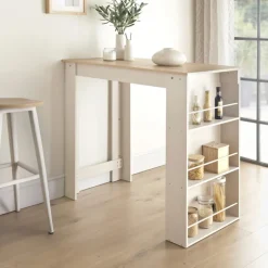 Ilot creme & bois