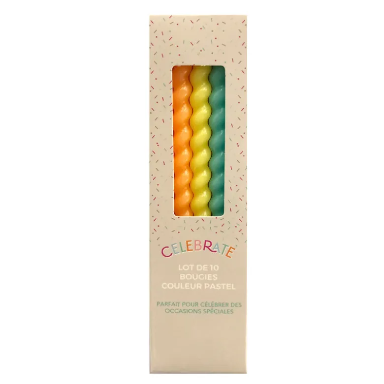 Lot de 10 bougies couleur pastel