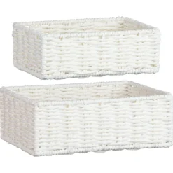 Lot 2 paniers tresses blanc
