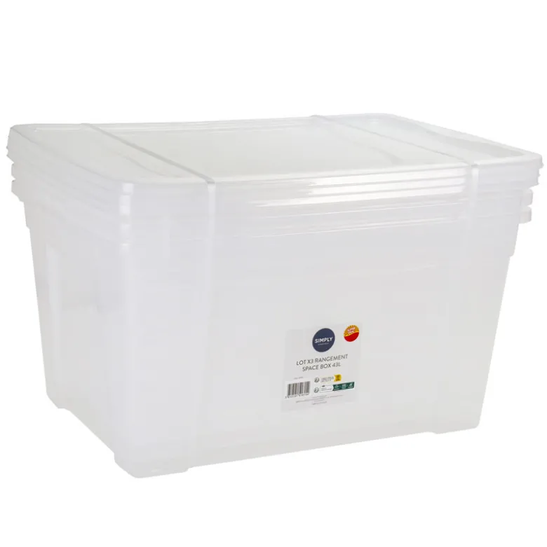 Lot x3 rangement space box 43l