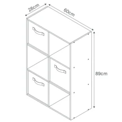 Meuble 6 cubes blanc 3 panieres