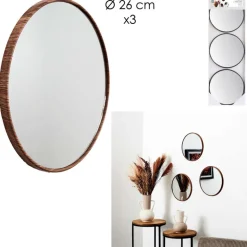 Miroir x3 toronto imitation bois