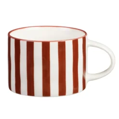Mug blanc motif rayures marron