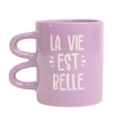 Mug double anse uni avec print