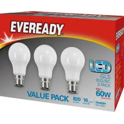 Pack 3 leds 820lm b22 lumiere