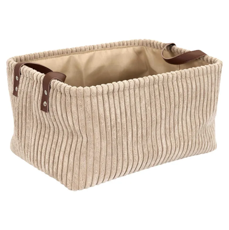 Panier velours cotele x3 taupe