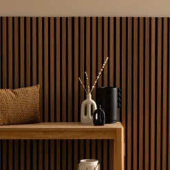 Panneau deco tasseaux bois fonce