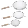 Passoire inox poignee bois x3