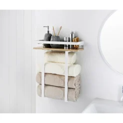 Portant avec etagere bois/metal