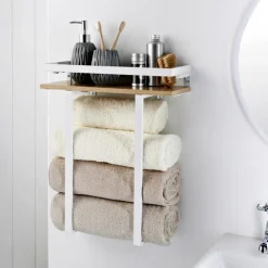 Portant avec etagere bois/metal