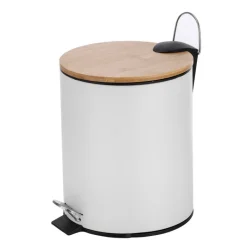 Poubelle 5l blanche + bambou