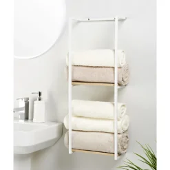 Rangement deux niveaux bois/blan