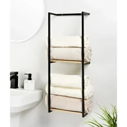 Rangement deux niveaux bois/noir
