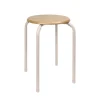 Tabouret assise bois pieds creme