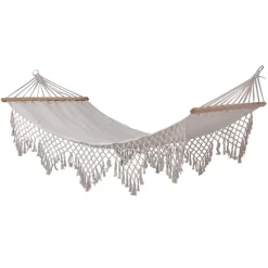 Toile hamac avec macrame creme