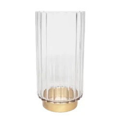 Vase verre base metal