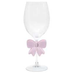 Verre a vin avec noeud rose 3d