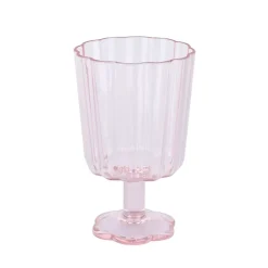 Verre a vin plastique fleur pink