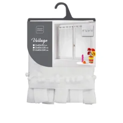 Vitrage poupette 2x60x160 blanc